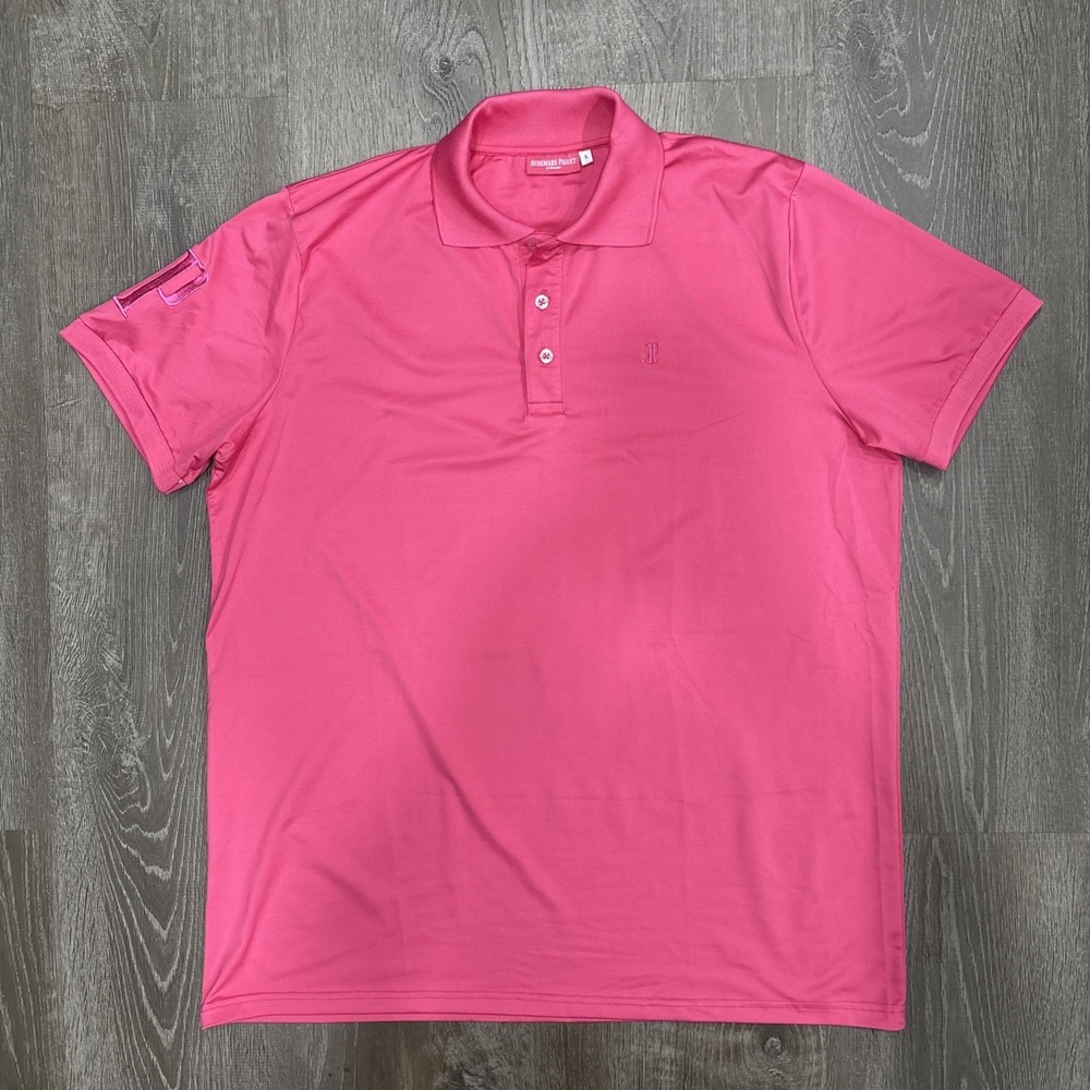 AP Audemars Piguet Performance Polo Men's Size Large Pink Short Sleeve Shirt